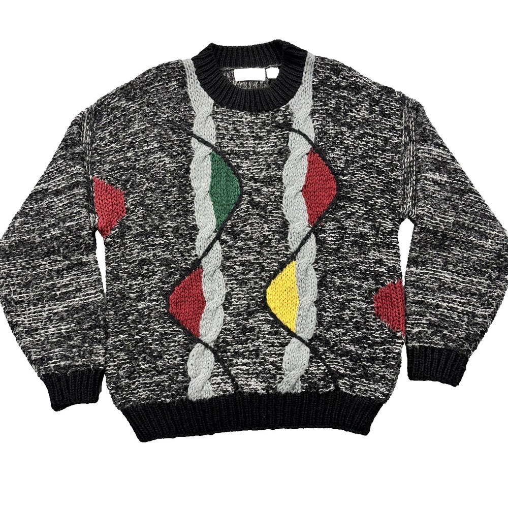 Vintage Circola Moda Sweater Mens XL Knit Pullover Crewneck Colorblock 90s